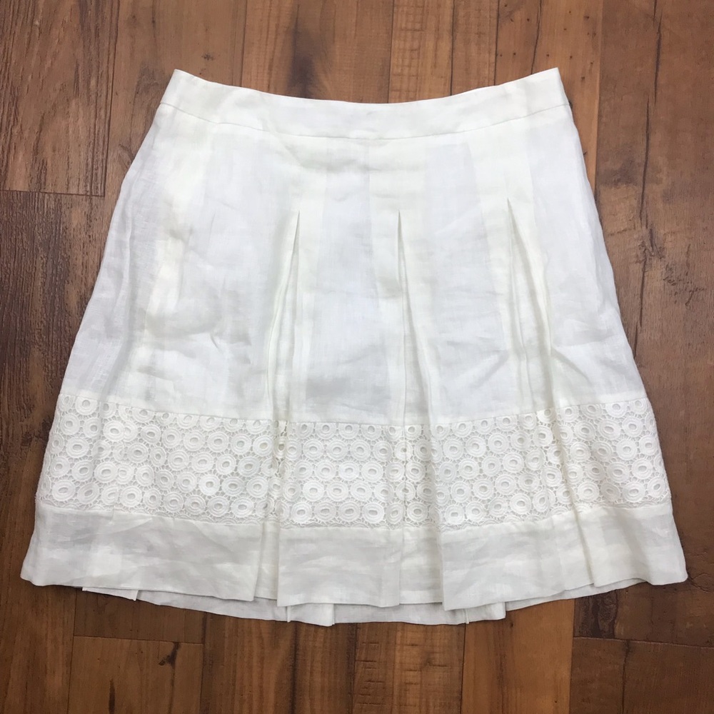 Ann Taylor Loft Pleated Lace Accent A-Line Skirt